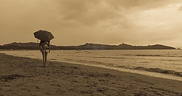 海,海灘,女孩