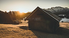 日出,陽光,山