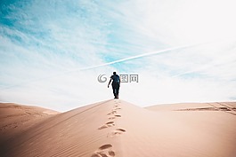 沙漠,景觀,晚間