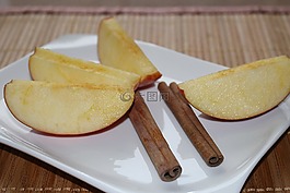 板裝飾,蘋果片,肉桂