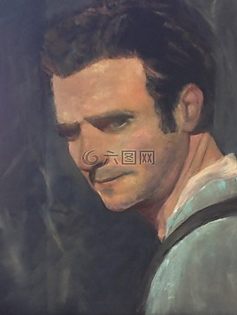 男子肖像,严重,油画