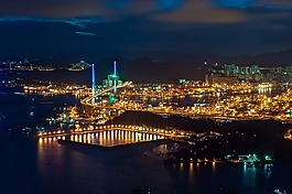 香港,海港,夜