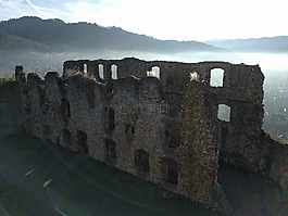 廢墟,霧,景觀