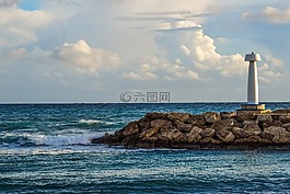 海,防波堤,燈塔