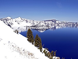 深藍色,火山口湖,俄勒岡