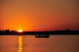 日落,河,太陽(yáng)
