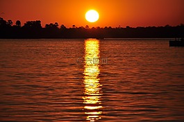 日落,太陽,水