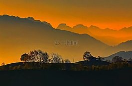 山,高原,云