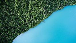 藍色,湖,水