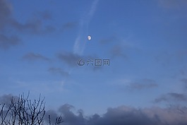 天空,月亮,云