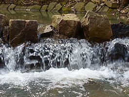 瀑布,壩,水