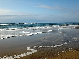 海,海灘,波