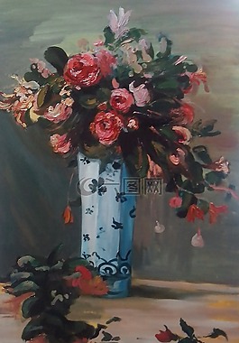 油畫,景物,花卉