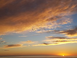 日落,黃昏,云