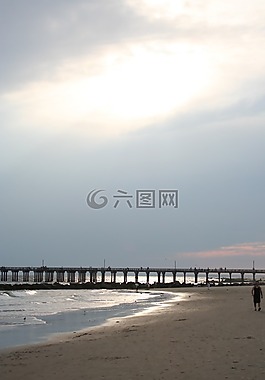 海灘,碼頭,橋