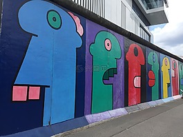 街,墻上,城市