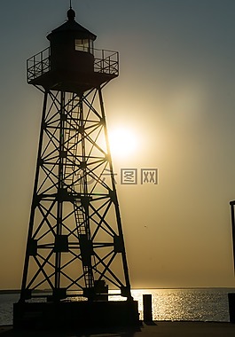 燈塔,海,端口