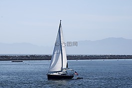 地平線,海灘,碼頭