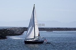 地平線,海灘,碼頭