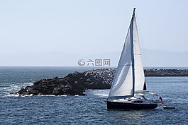 地平線,海灘,碼頭