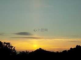 日落,天空,太陽
