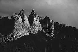 黑色和白色,山,高原