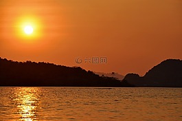 日落,abendstimmung,海
