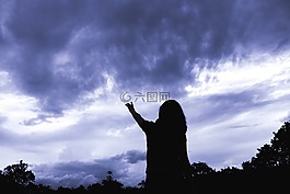 黑暗,人,女孩
