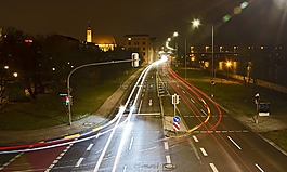 夜間照片,燈條,路