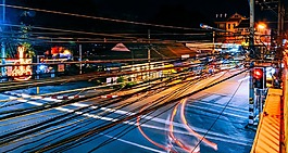 路燈,交界處,夜