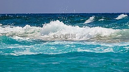 波,海灘,噴霧