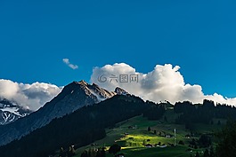 高原,山,綠色