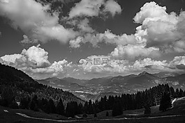 黑色和白色,山,高原