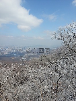 雪,山,冬季