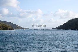 地平線,船,游艇