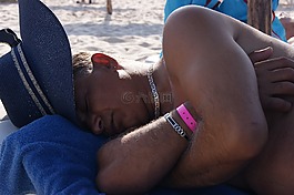 男子,睡眠,海灘