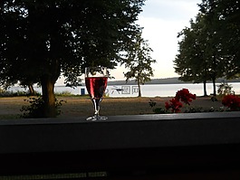 湖,紅葡萄酒,abendstimmung