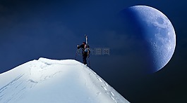 月球,山,雪