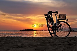 自行車,velocipede,海灘