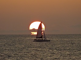 小船,日落,mar