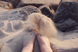 沙,海岸,海灘
