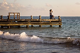 海浪,塢站,海灘