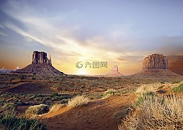 谷,沙漠,山