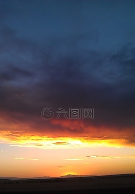 日落,天空,云