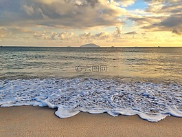 海灘,岸,波