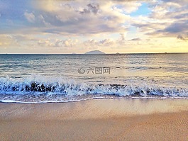 海灘,岸,波