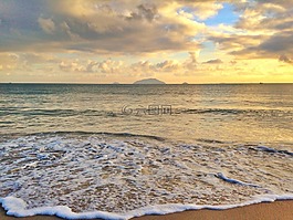 海灘,岸,波