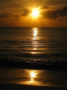 日落,海,海洋