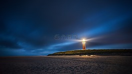 海,燈塔,夜