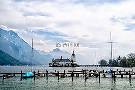 城堡場地,traunsee,奧地利